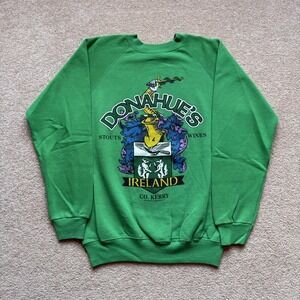 Vtg Donahue's Ireland Sweatshirt Mens Medium Irish Pub Bar Green 80s Made USA
